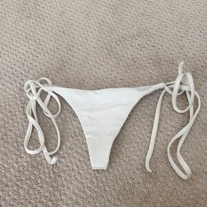 Frankie's Bikinis White Ribbed Bikini Bottom